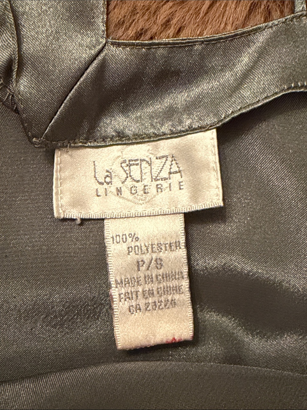 La SENZA Olive Green Satin Slip / Nightgown - Picture 5 of 10